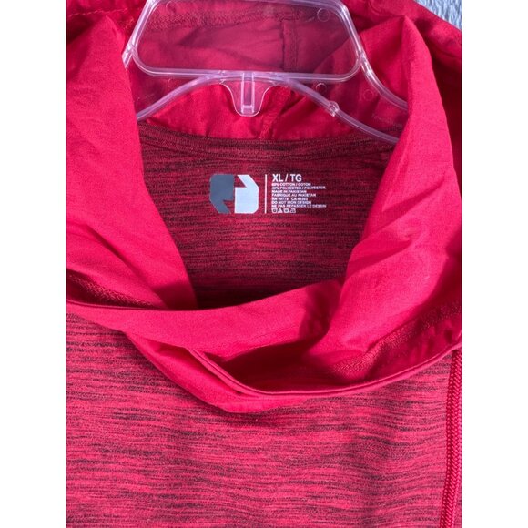 Red Heathered Short Sleeve Cowl Neck Drawstring Casual Top With Asymmetrical Hem - Picture 2 of 11